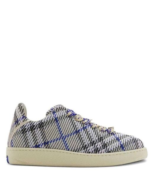 Burberry Blue Check Knit Box Low-Top Sneakers, Brand Size 41.5 Us for men