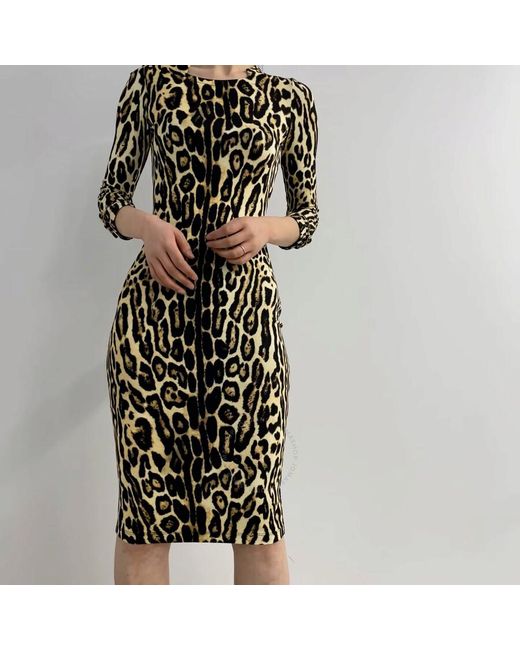Burberry Black Stretch Jersey Leopard Print Dress
