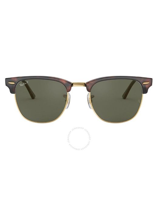 Ray-Ban Brown Clubmaster Classic Polarized Green Classic G-15 Square Sunglasses Rb3016 990/58 55