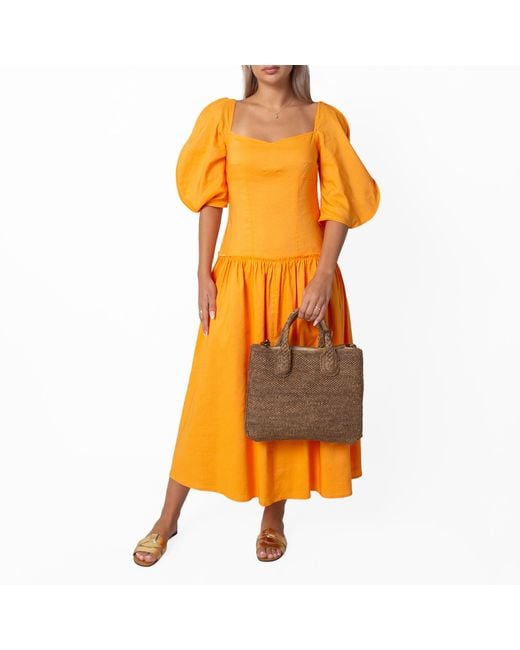 IBELIV Brown Rary Woven-Raffia Tote Bag