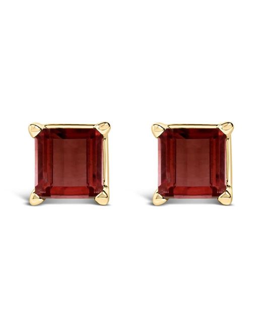 Haus of Brilliance Red 14K 5X5Mm Princess Cut Garnet Solitaire Stud Earrings
