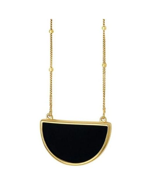Tresorra White 14K Onyx Geometric Half Moon Necklace