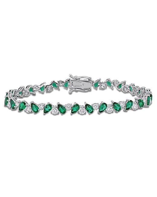Created Forever Green 6 2/5Ct Tgw Created Emerald And 2 7/8Ct Tw Lab-Grown Diamond Bracelet for men