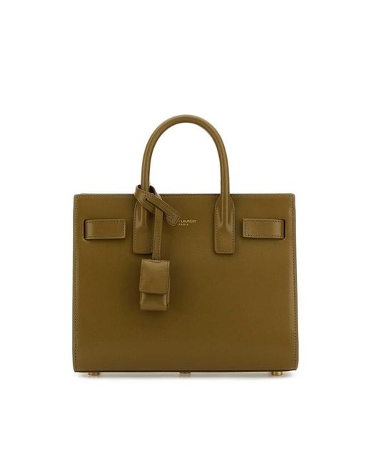 Saint Laurent Green Khaki Leather Nano Sac De Jour Handbag