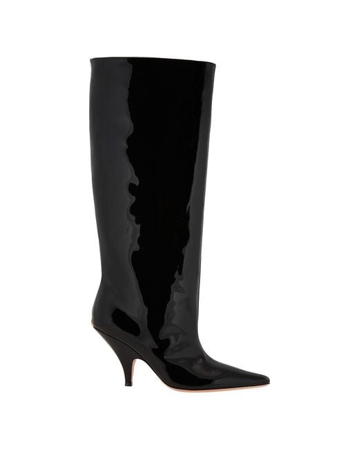 Bally Black Katy Patent Leather Long Boots, Brand Size 37 Us