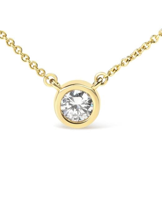 Haus of Brilliance Metallic 10K 1/3 Carat Round-Cut Diamond Modern Bezel-Set Solitaire 16"-18" Pendant Necklace