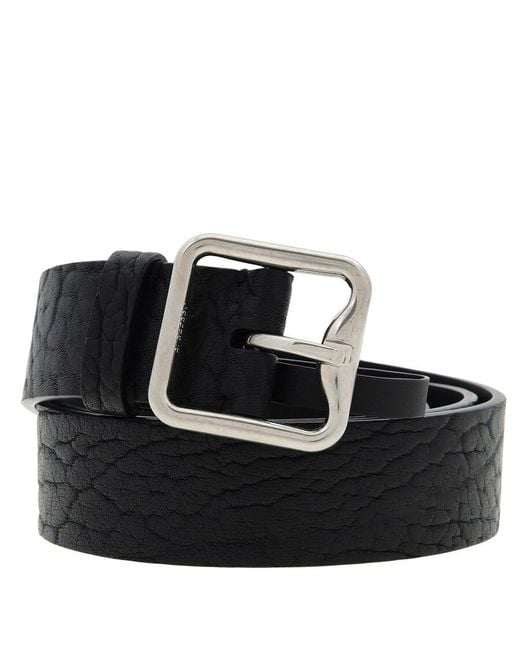 Burberry Black Leather B Buckle Belt