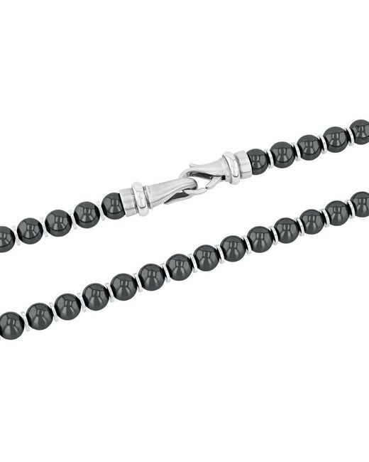 Robert Alton Metallic Stainless Steel Hematite 20' Inch Bead Necklace for men