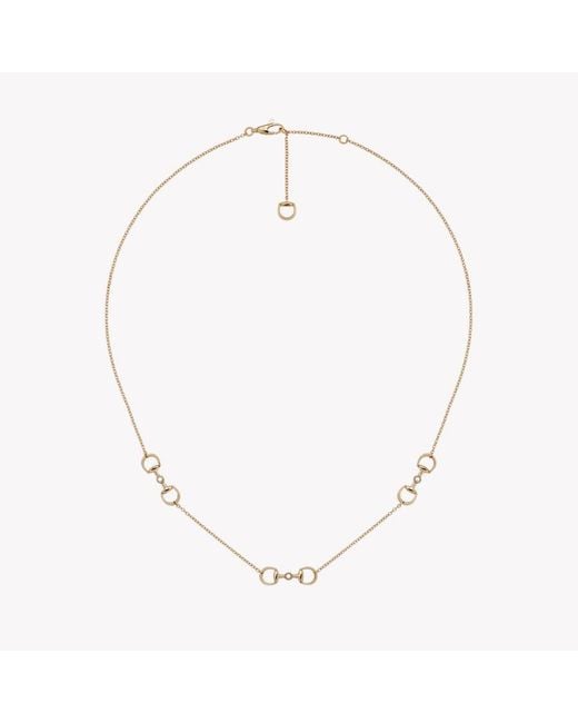 Gucci Metallic Horsebit Diamond Pendant Necklace