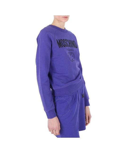 Moschino Blue Smily Logo Cotton Sweatshirt