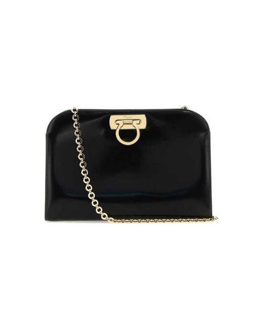 Ferragamo Black Leather Clutch
