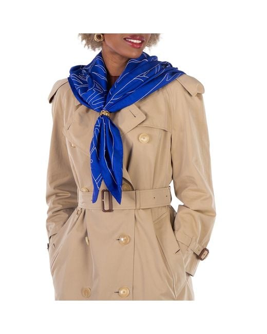 Burberry Blue Knight Ekd Silk Scarf