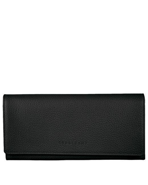 Longchamp Black Continental Leather Wallet