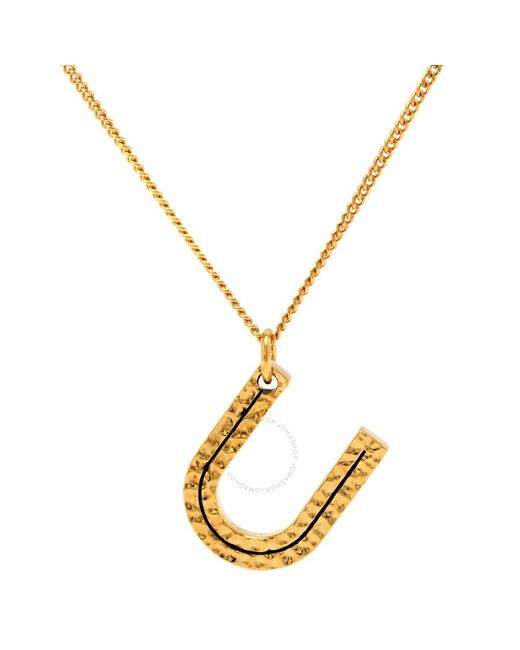 Burberry Metallic U Alphabet Charm Gold-plated Necklace