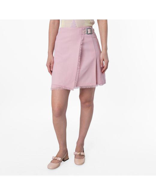 Burberry Pink Frayed Edge Pleated Mini Skirt, Brand Size 4 Us