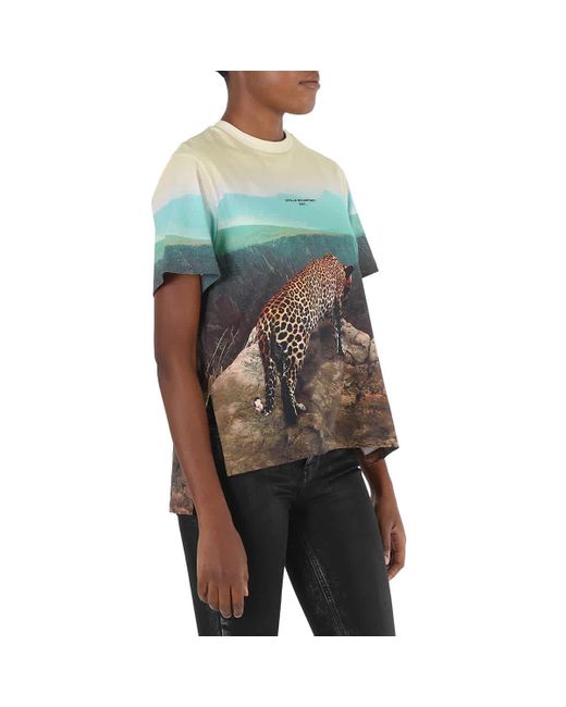 Stella McCartney Blue All-over Photographic Print Leopard T-shirt