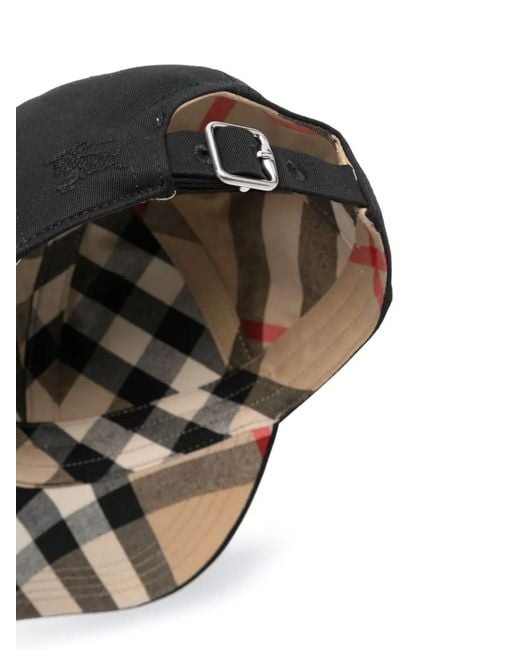 Burberry Black Check Lined Baseball Cap for men