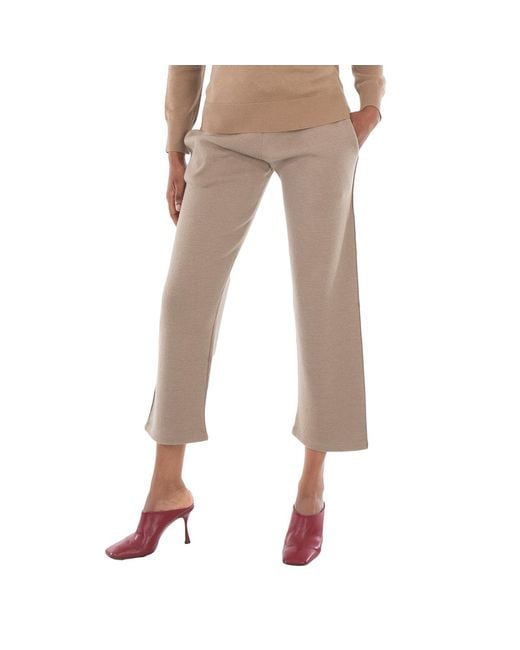 Burberry Natural Rose Embroidered Drawstring Wool Trousers