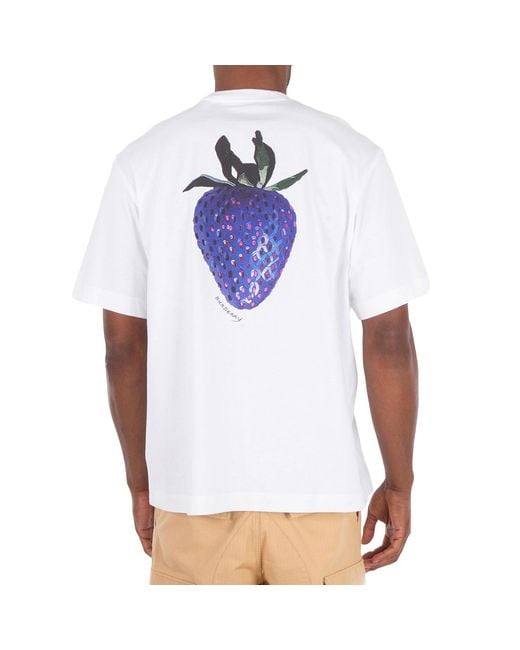 Burberry White Strawberry Print Cotton T-Shirt for men
