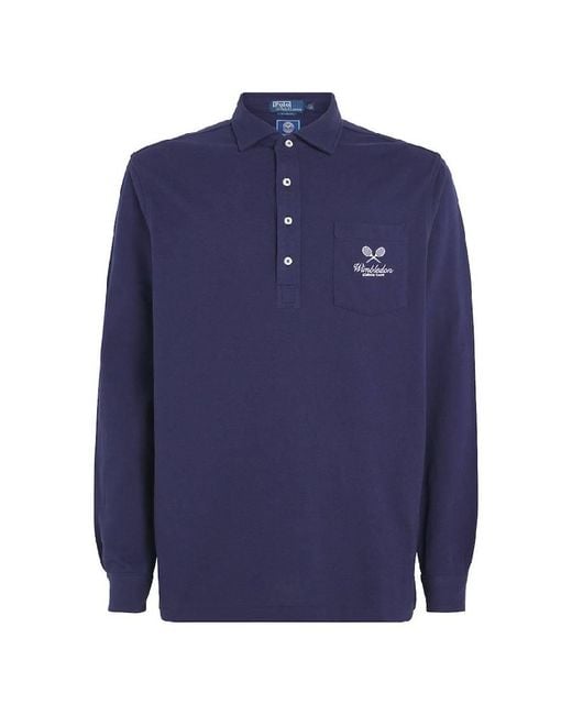 Polo Ralph Lauren Blue Wimbledon Classic Fit Mesh Polo Shirt for men
