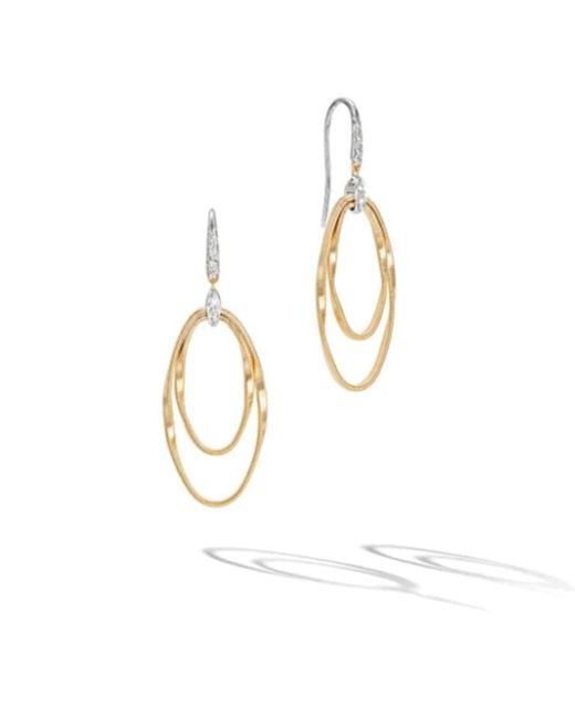 Marco Bicego White Marrakech Onde Collection 18k Yellow Gold And Diamond Double Concentric Hook Earring