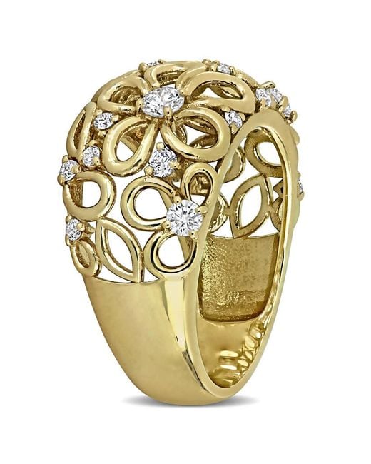 Created Forever Metallic 3/4Ct Tw Lab-Grown Diamond Flower Wide Band Ring for men