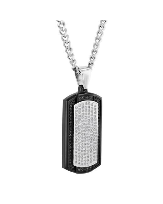 Robert Alton Black 7/8Ctw And Diamond With Finish Stainless Steel Dog Tag Pendant for men