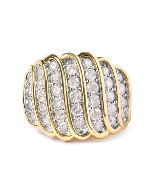 Haus of Brilliance Metallic 14K Plated .925 Sterling 2.00 Cttw Diamond Multi Row Band Ring (J-K Color, I1-I2 Clarity)