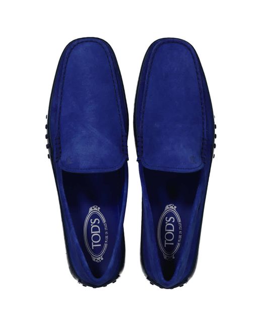 Tod's Blue Suede Gommino Loafers for men