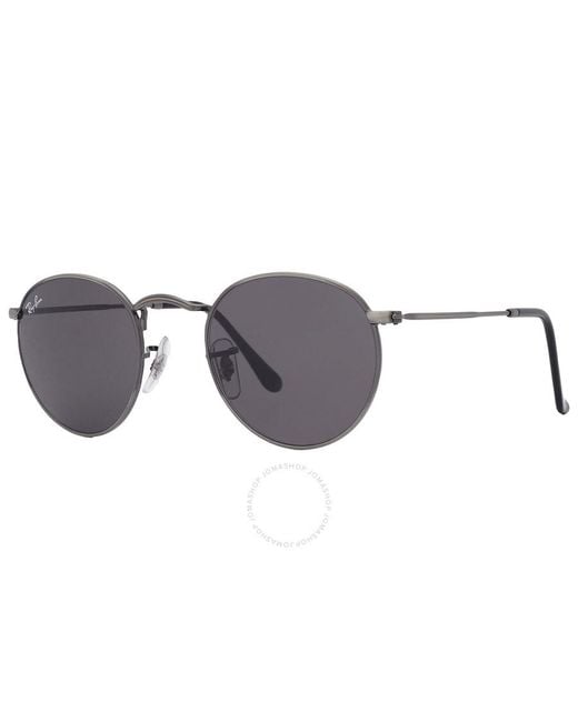 Ray-Ban Purple Round Metal Antiqued Dark Gray Sunglasses Rb3447 9229b1 47 for men