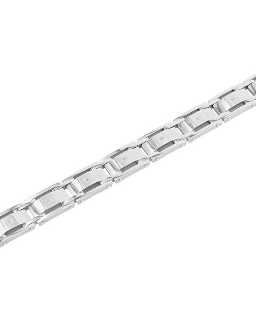 Robert Alton Metallic 1/20Ctw Diamond Stainless Steel Sloped Link Bracelet for men