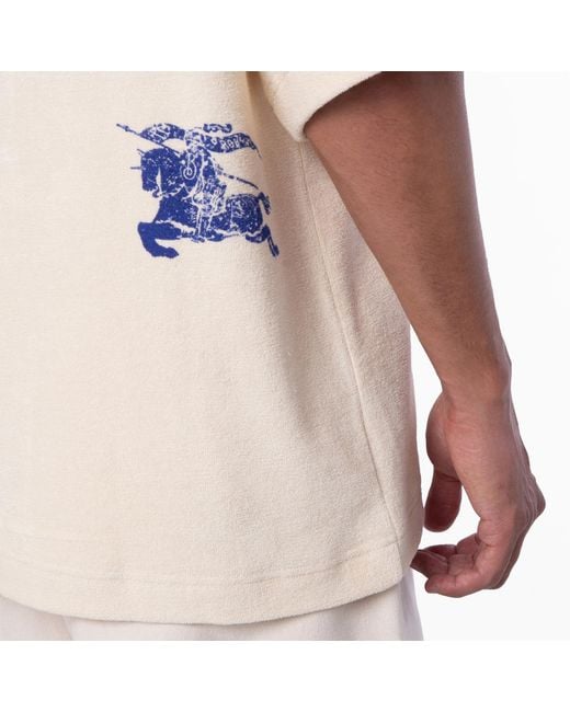 Burberry Natural Ekd Cotton Towelling T-Shirt for men