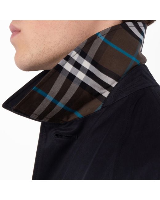 Burberry Black Check Reversible Gabardine Car Coat, Brand Size 48 Us for men