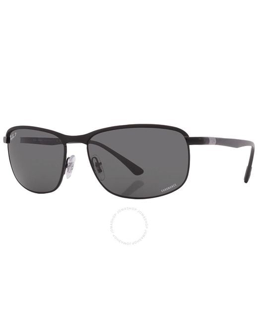 Ray-Ban Chromance Polarized Dark Gray Rectangular Sunglasses Rb3671ch 186/k8 60