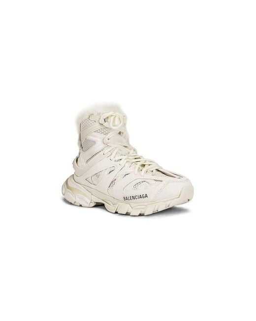 Balenciaga White Track Hike Fur-Fur Sneaker Boots