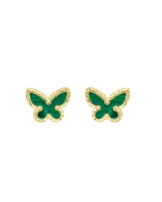 Tresorra Green 14K Primavera Malachite Butterfly Stud Earrings