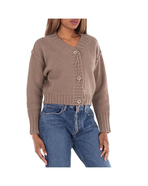 Acne Natural Cropped Knitted Cardigan