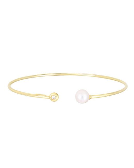 Tresorra Metallic 14K Diamond And Pearl Bangle Bracelet