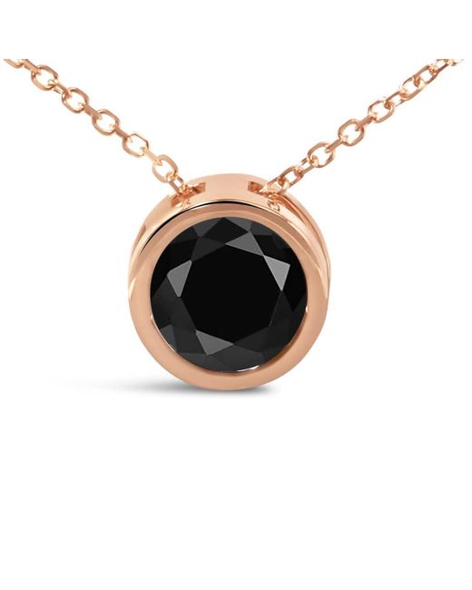 Haus of Brilliance Metallic 14K Rose 3 1/2 Cttw Bezel-Set Round Diamond Solitaire Pendant Necklace