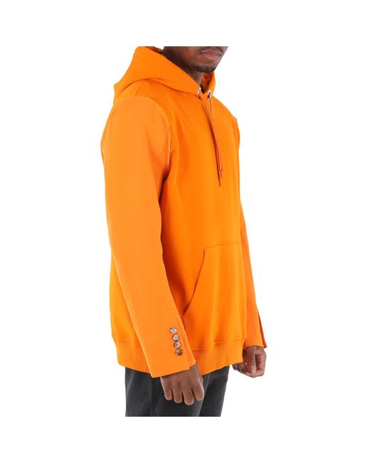 Burberry Orange Reconstructed Panelled Hoodie for men
