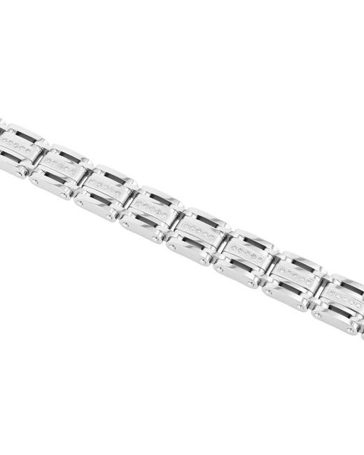 Robert Alton Metallic 1Ctw Diamond Stainless Steel Link Bracelet for men