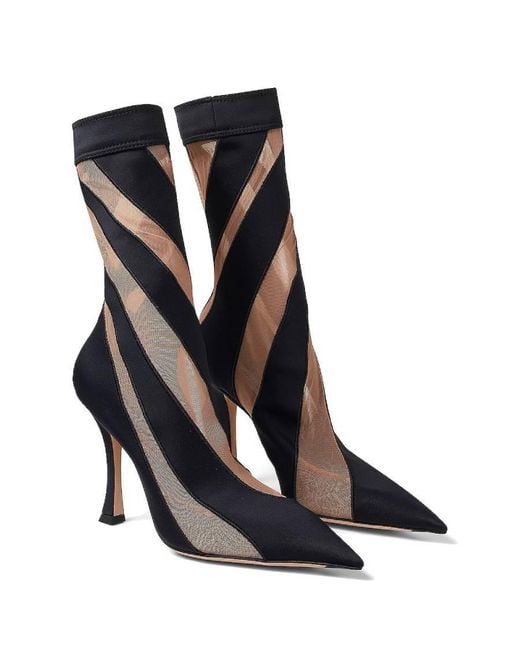 Jimmy Choo Black X Mugler Spiral Sock Ankle Boots, Brand Size 36 Us