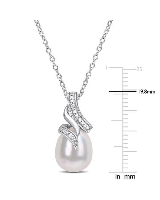 Amour Metallic 8.5-9Mm Freshwater Cultured Pearl And Diamond Accent Twisted Drop Pendant With Chain