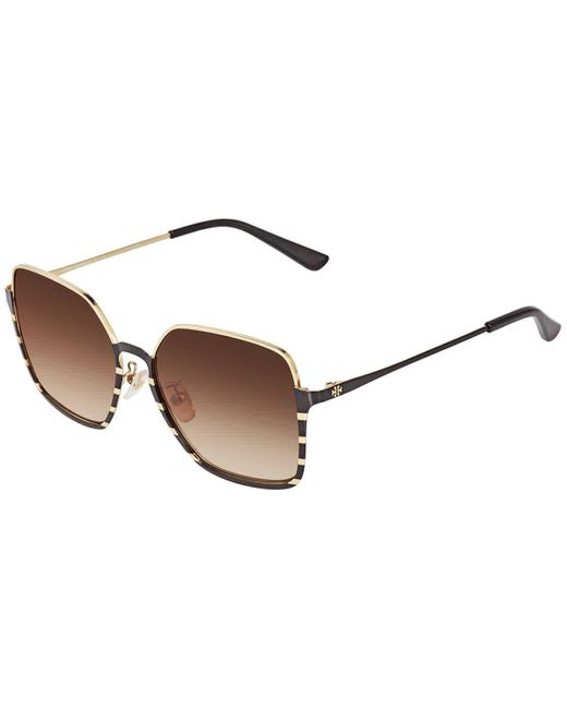 Tory Burch Brown Half-rim Wire Sunglasses