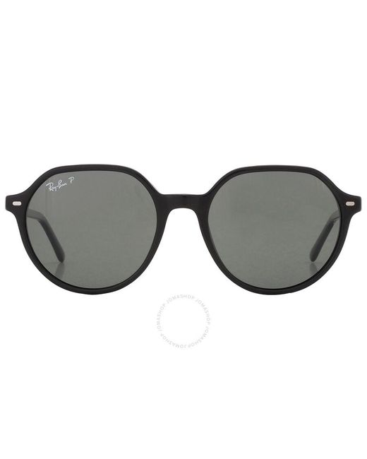 Ray-Ban Gray Thalia Polarized Green Square Sunglasses Rb2195 901/58 53