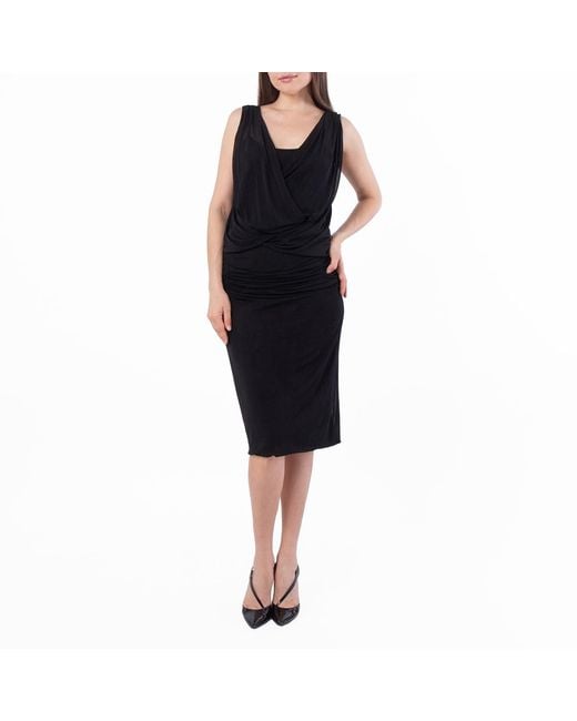 Saint Laurent Black Draped V-Neck Sleeveless Dress, Brand