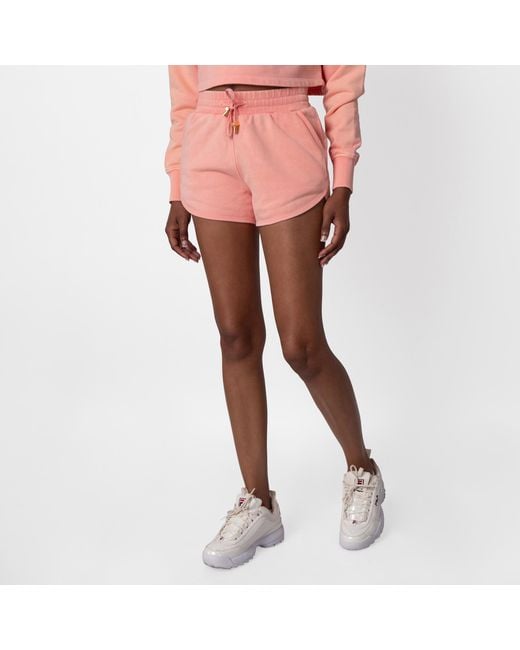 Balmain Pink Logo Embroidered Cotton Shorts