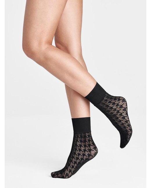 Wolford Black Dylan Houndstooth Net Socks Set Of 6