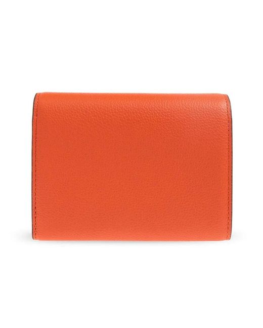 MCM Orange Embossed Logo Small Himmel Trifold Wallet