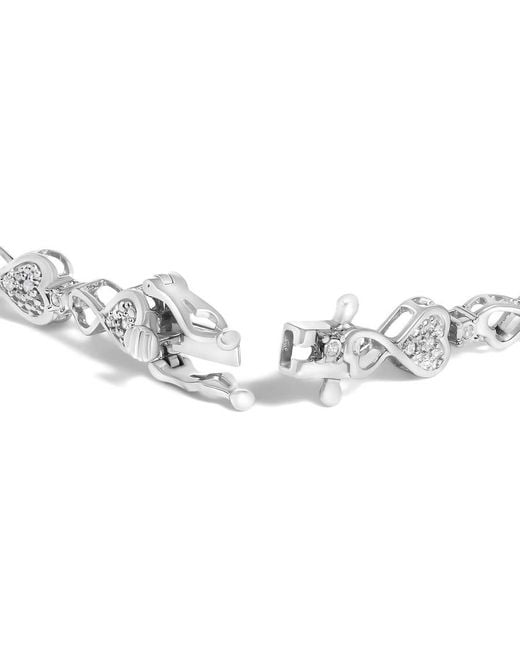 Haus of Brilliance Metallic 925 Sterling 1/4 Cttw Diamond Infinity Heart Link Bracelet